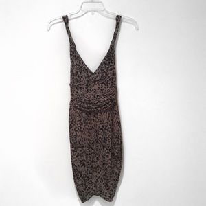 Guess Leopard Print Fitted Draped Dress – Size XS